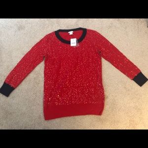 J. Crew red sequin sweater, size xxs